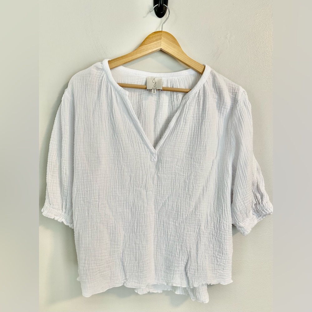 JOIE White Puff 3/4 Sleeve Blouse size Medium